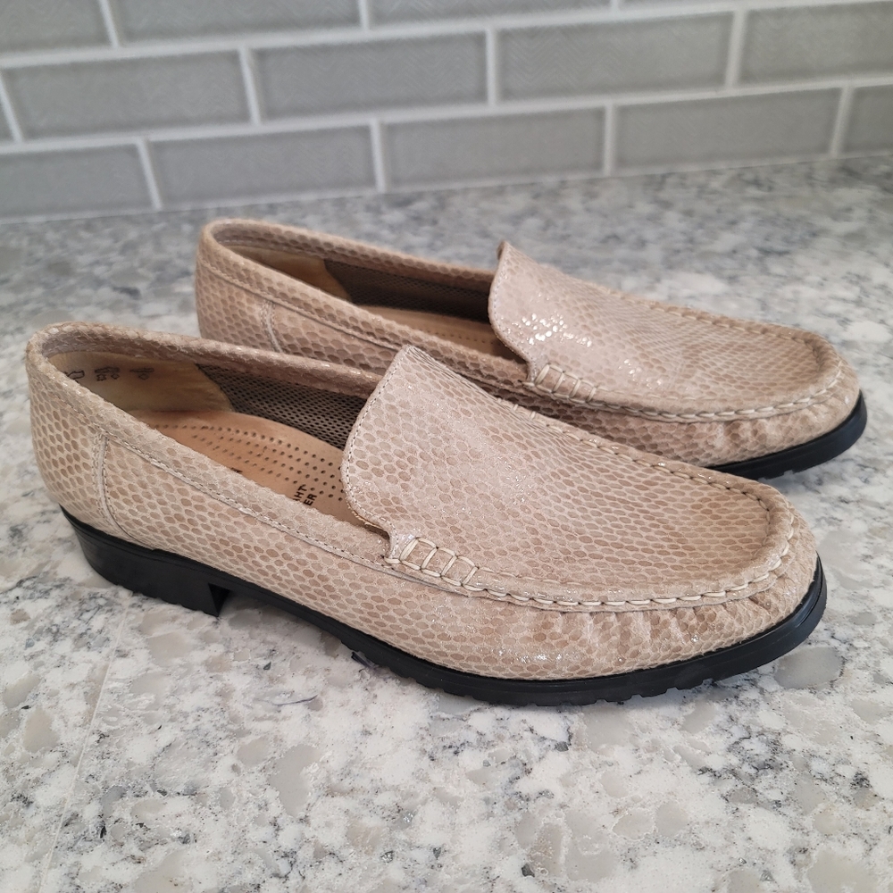 Jenny by Ara Germany Mokassin Moccasin Loafer Tan Animal Print Leather Sz: 7